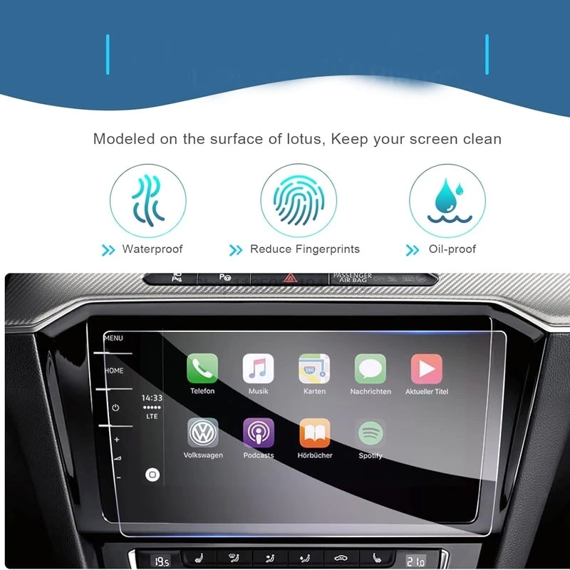 الزجاج المقسى ل Volkswagen VW T-Roc 2018-2024 سيارة المعلومات والترفيه نظام تحديد المواقع والملاحة شاشة T Roc اكتشف ملحقات الوسائط