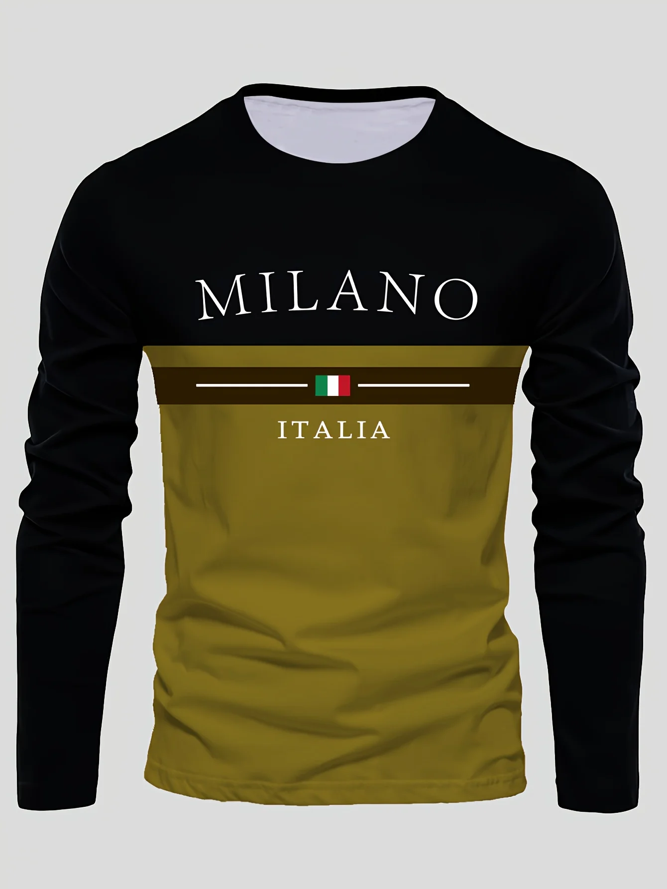 تي شيرت رجالي رياضي للترفيه في الهواء الطلق بأكمام طويلة ورقبة دائرية للخريف قميص سفلي قابل للغسل في الغسالة متعدد الاستخدامات