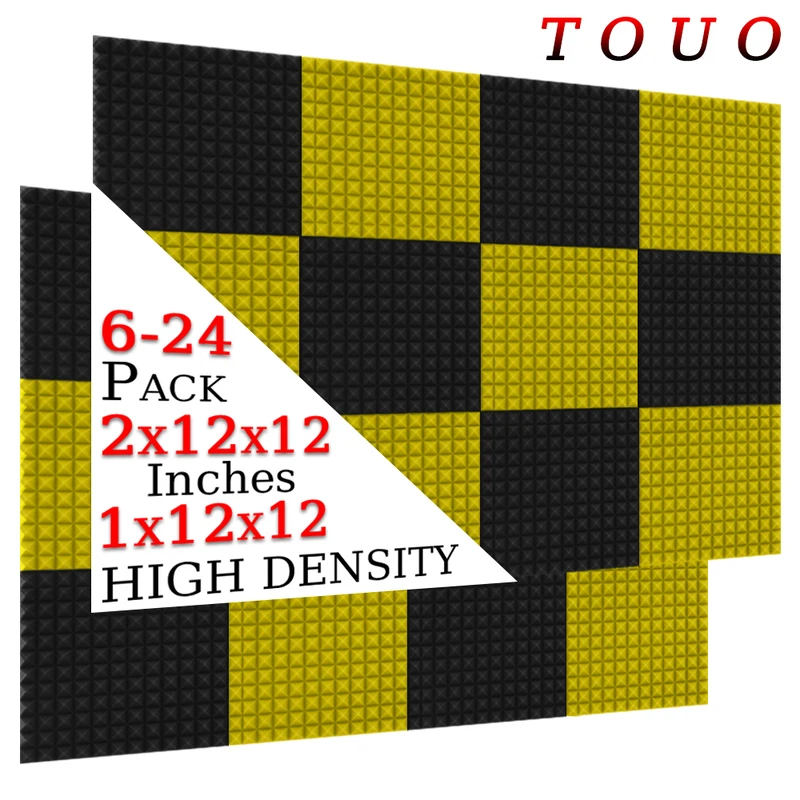 

TOUO Pyramid Acoustic Foam 6/12/24 Pcs Soundproofing Sound-Absorbing High-Density Material For Home Studio Acoustic Treatment