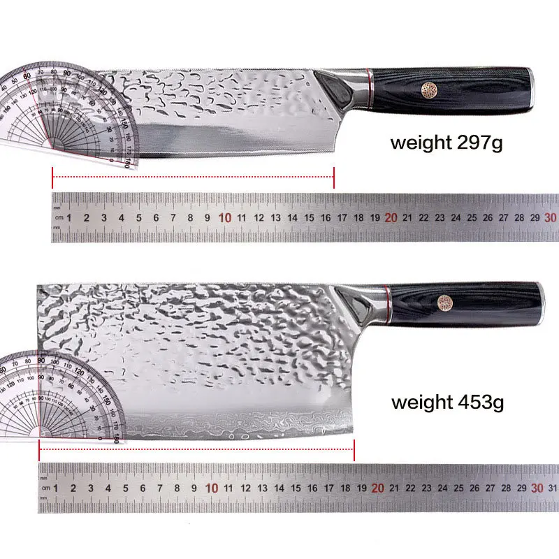 67 Layer Damascus Steel Blade Cleaver Knife 9Cr18mov Nakiri Knife Hammer Pattern Stainless Steel Kitchen Knife Sets Cooking Tool