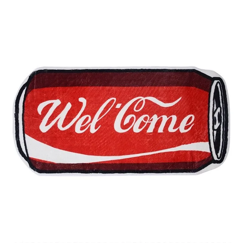 Cola Pattern Funny Long Strip Faux Cashmere Rug Decorative Bedside Floor Carpet for Living Room Bedroom Indoor Home Decor Mat