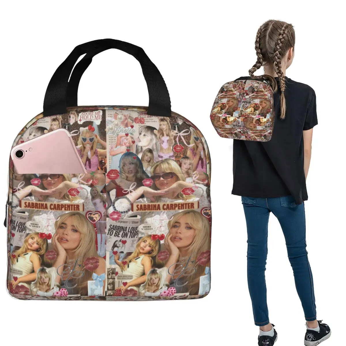 S-Sabrina Carpenter Album Singer Insulated Lunch Bag for Women Children Leakproof Food Boxes Thermal Lunch Box Tote
