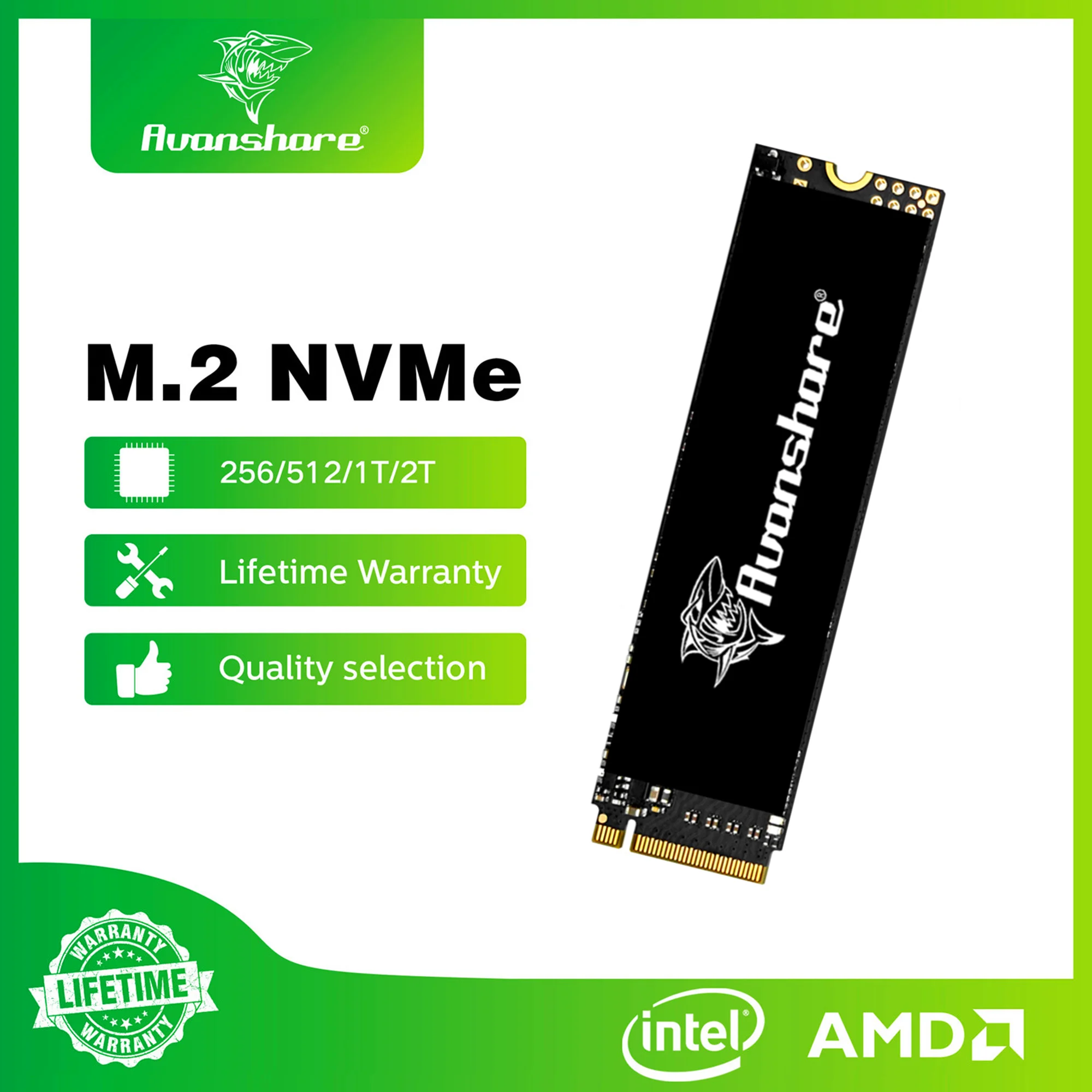 

Avanshare SSD M.2 NVMe 128GB 256GB 512GB 1TB 2TB M2 NVMe PCIe3.0 M.2 2280 SSD Hard Drive Solid State Disk for Laptop Desktop