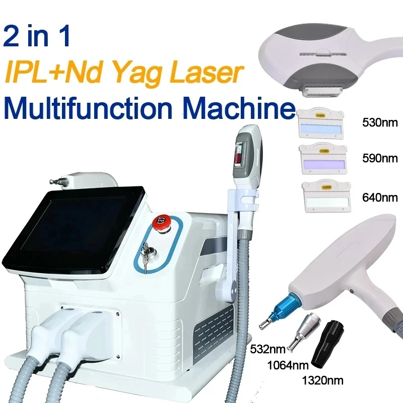 

2 in 1 Specialty Laser Hair Tatoo Removal Machine IPL+Nd Yag Laser Machine with laser beam Portable Multifunction Beauty Machine