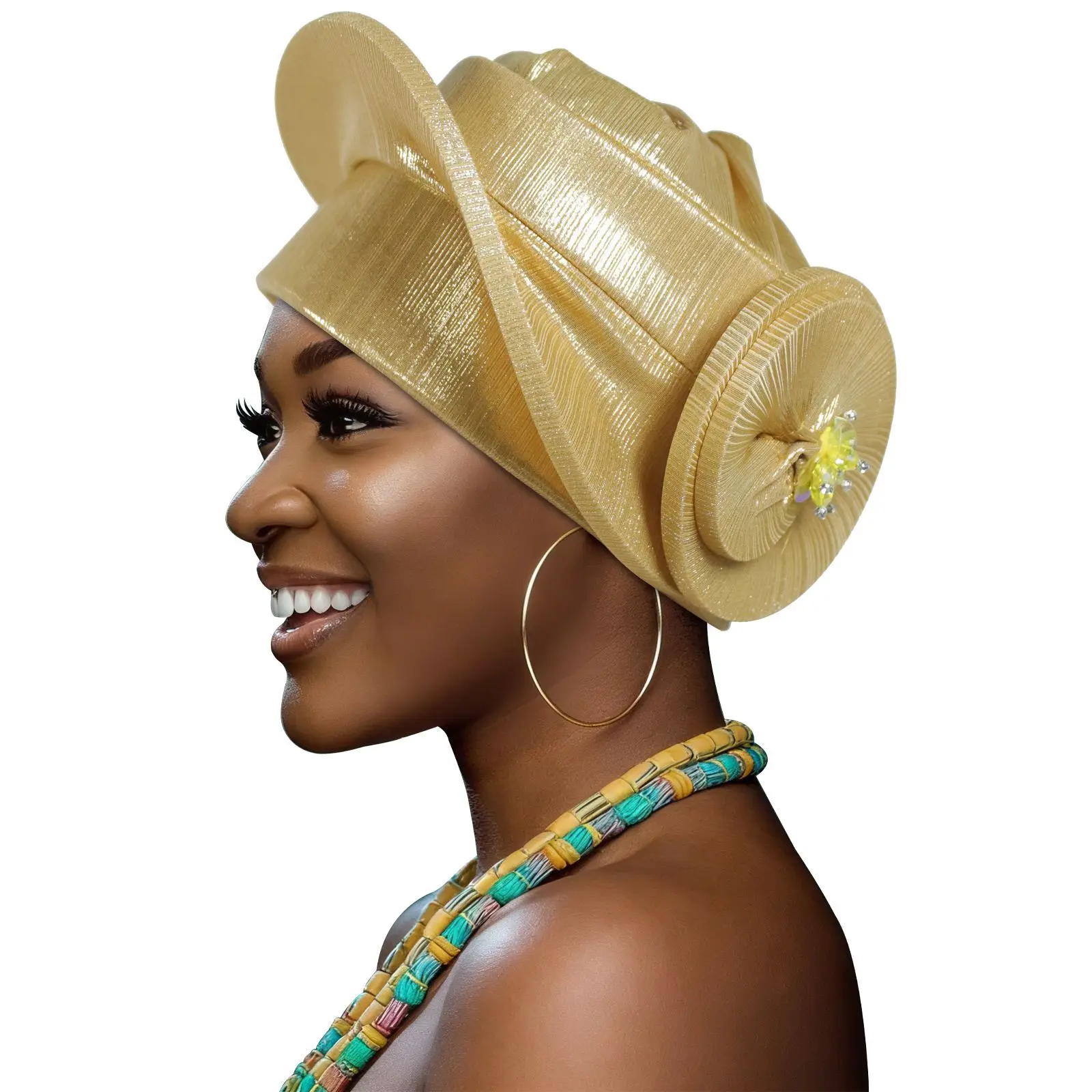 Novelty Spiral Beret Turbans for Women Afrcian Auto Gele Lady Head Wraps Female Berets Nigerian Headpiece Wedding Party Geles