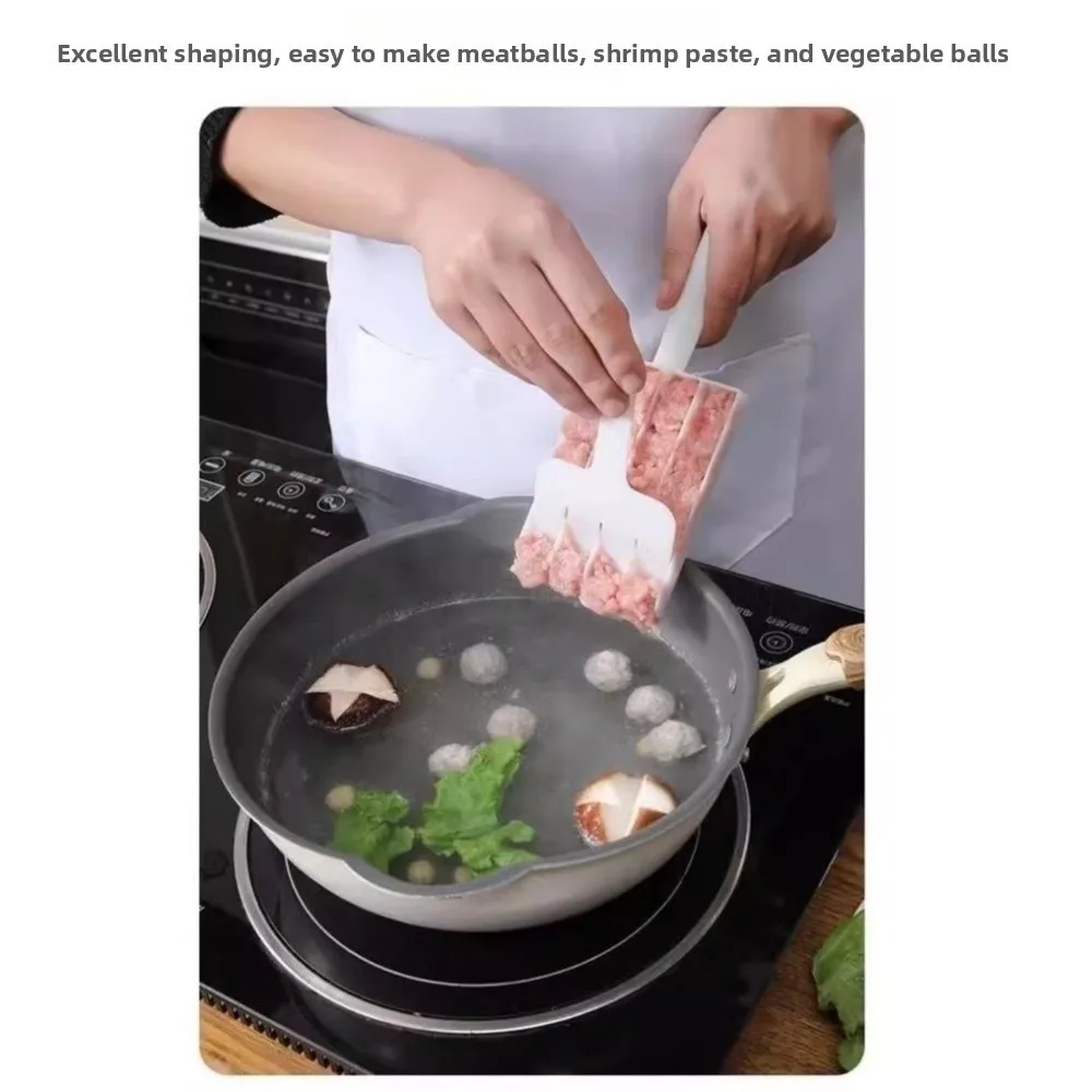 New Four-Cavity Structure Meatball Maker Squeeze Molding Spoon-Shaped Meatball Molding Tool Food Shaping Mold Food Preparation