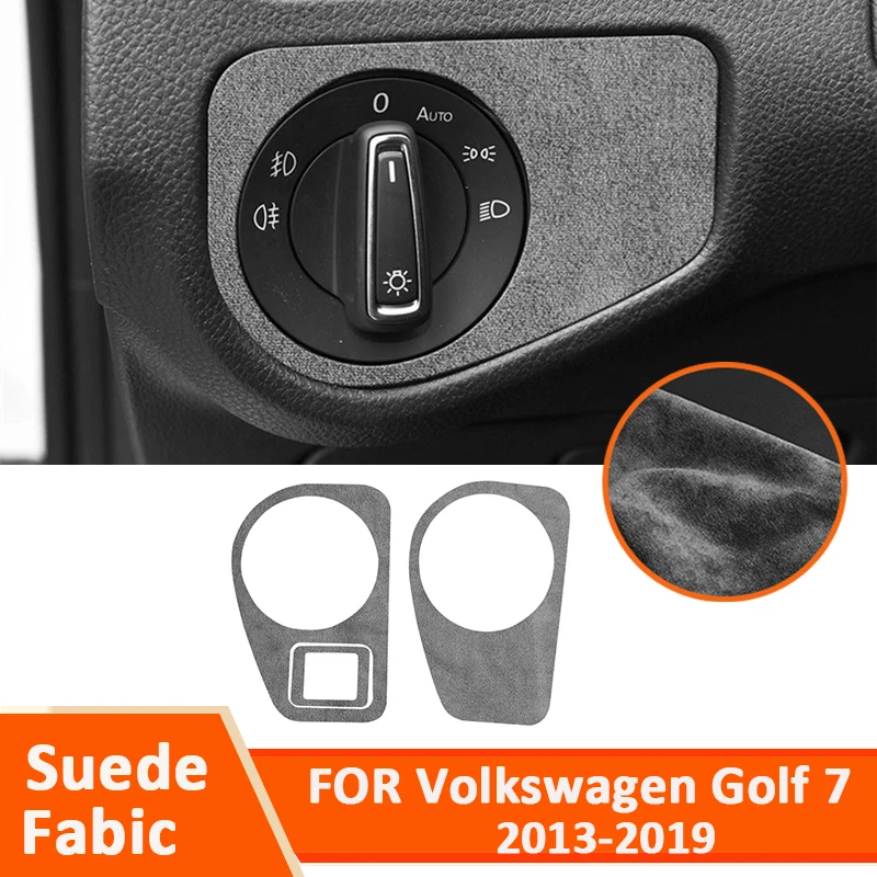 

Soft Suede Fabic Car Headlight Knob Control Panel Frame Decoration Interior Sticker For Volkswagen Golf 7 Golf 7.5 2013-2019