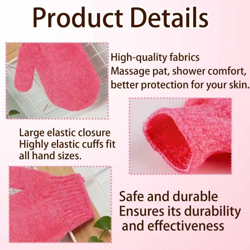 Exfoliating Gloves Set - 8-piece Bath and Body Scrub Mitts for Skin Purification and Massage view 2