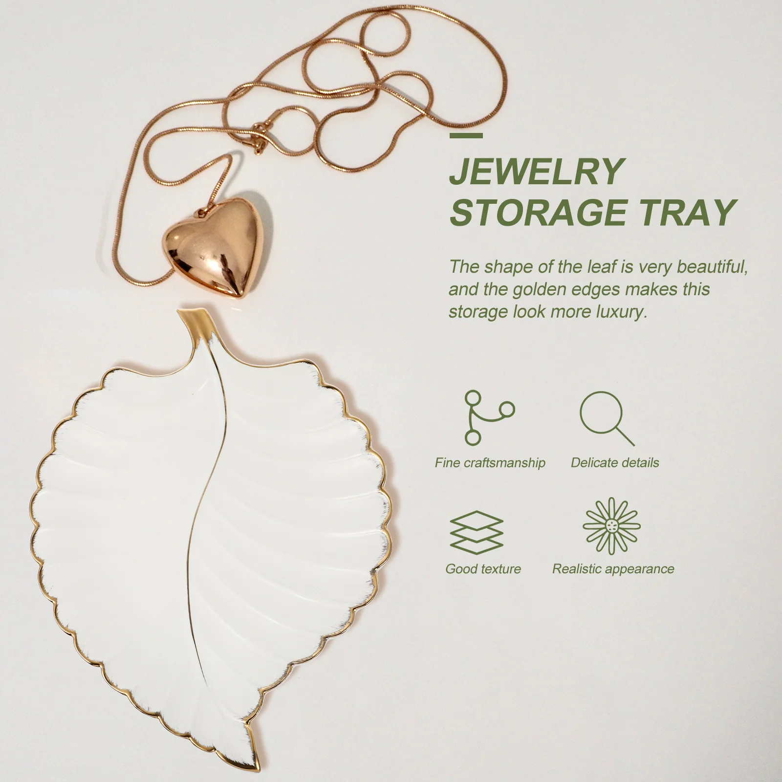 

Storage Tray Leaf Shape Holder Jewelry Container Desktop Accessories Ceramic Plate