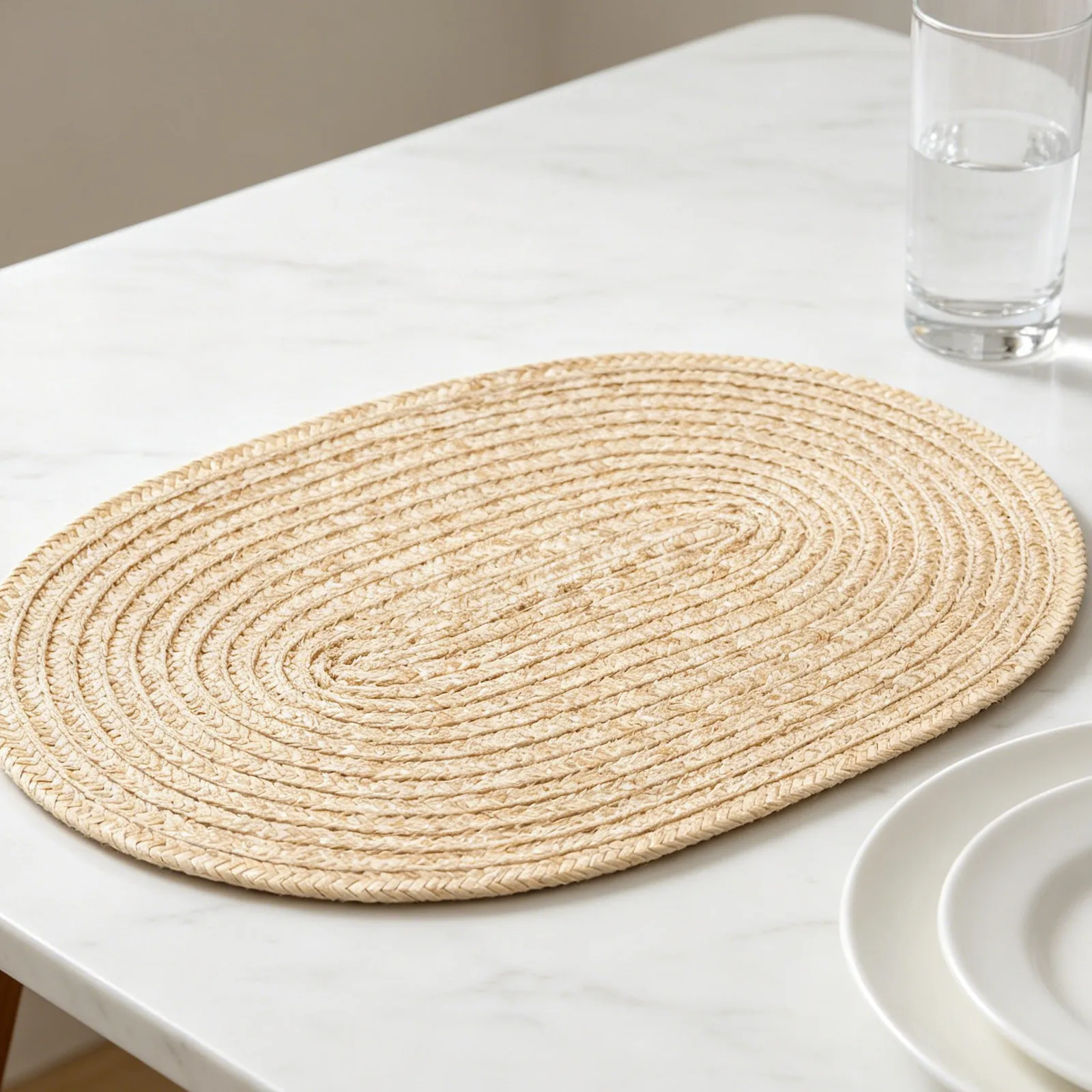 2Pcs Farmhouse Oval Dinner Placemats Woven Wheat Straw Rustic Dining Table Mats Kitchen Table Placemat 15x9.8 Inch
