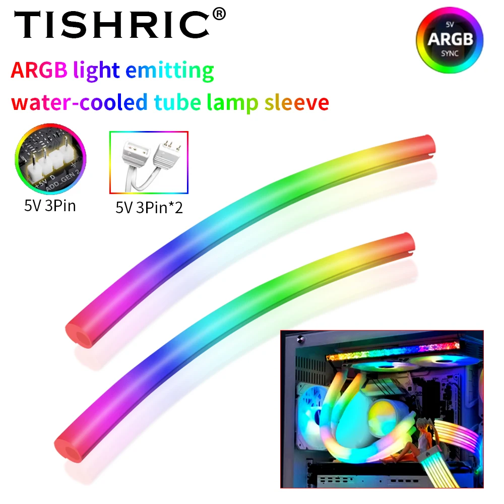 

TISHRIC ARGB Water-Cooled Tube Light Hose 360° Panoramic Soft Glow 5V 3PIN Addressable LED for PC DIY Liquid Cooling System