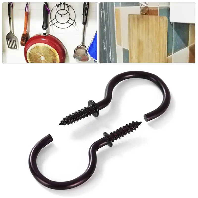 18 Pcs Iron Metal Ceiling Screw Hooks Lamp Holder Hooks Towel Mug Holder