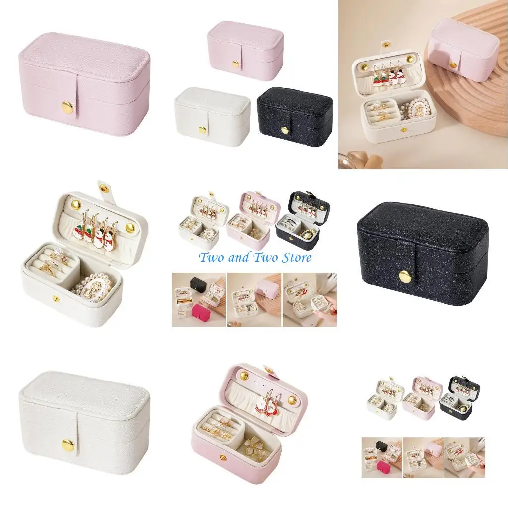 

HX6F Jewelry Display Travel Jewelry Cases Box Simple Earrings Rings Storage Box Portable Jewelry Earring Holder