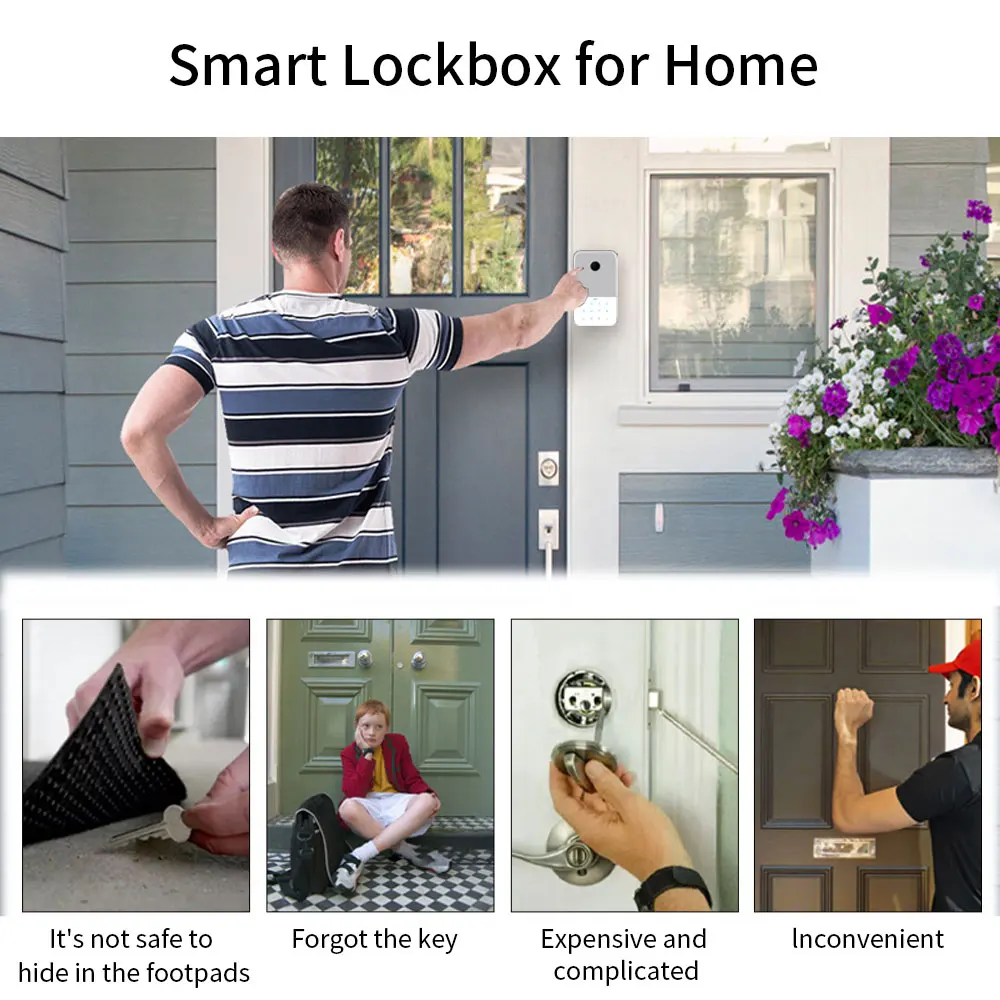 Waterproof TTLOCK App Remote Access Password Bluetooth Digital Key Box Wall Mount Security Storage Lockbox Anti-theft Box