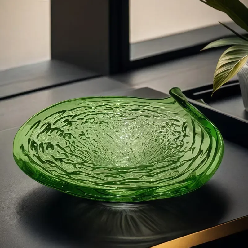 Handmade Glazed Ceramic Fruit Plate Modern Simple Design for Living Room Coffee Table Dried Fruit Snack Storage Bowl Home
