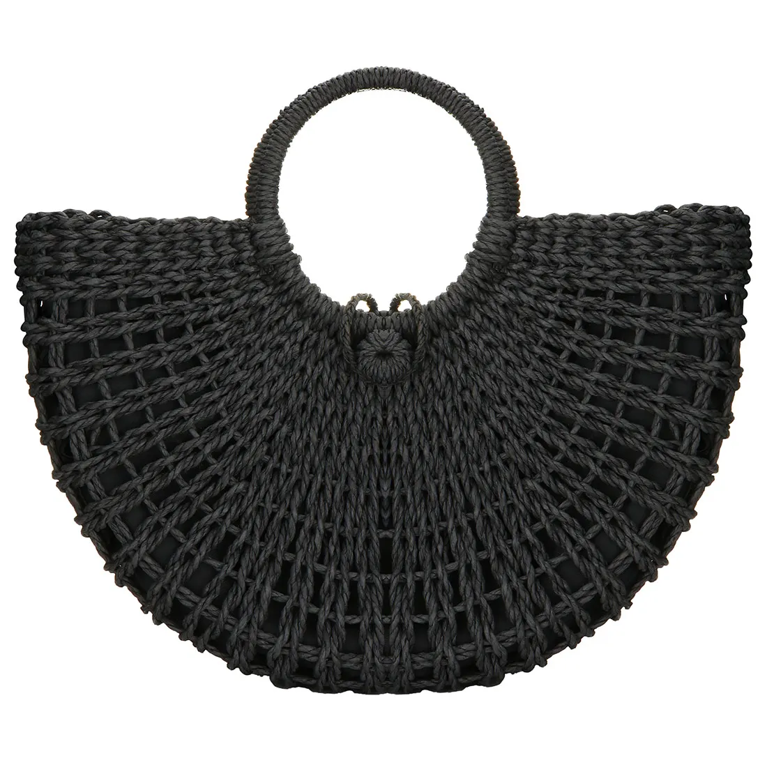 Ladies Straw Woven Bag, Handwoven Ladies Beach Bag, Curved Top Handle Tote Bag, Large Capacity Handbag, Fashionable Women's Bag. - view 6