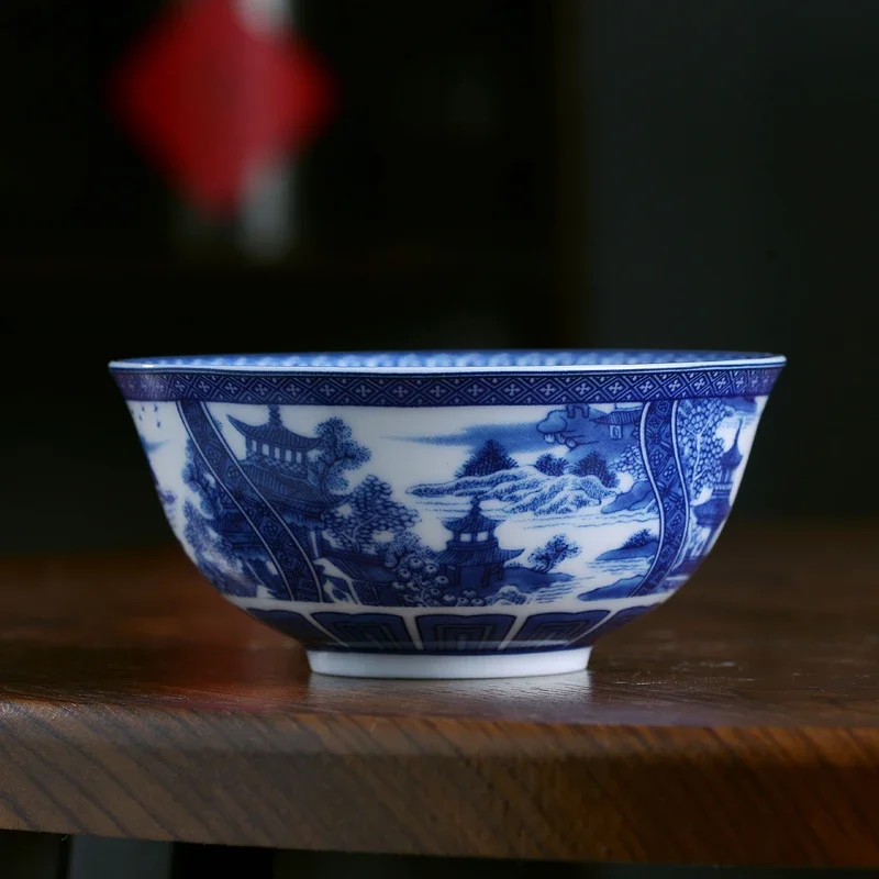 Jingdezhen blue and white porcelain bowl Chinese household high temperature ceramic rice bowl noodle bowl tableware