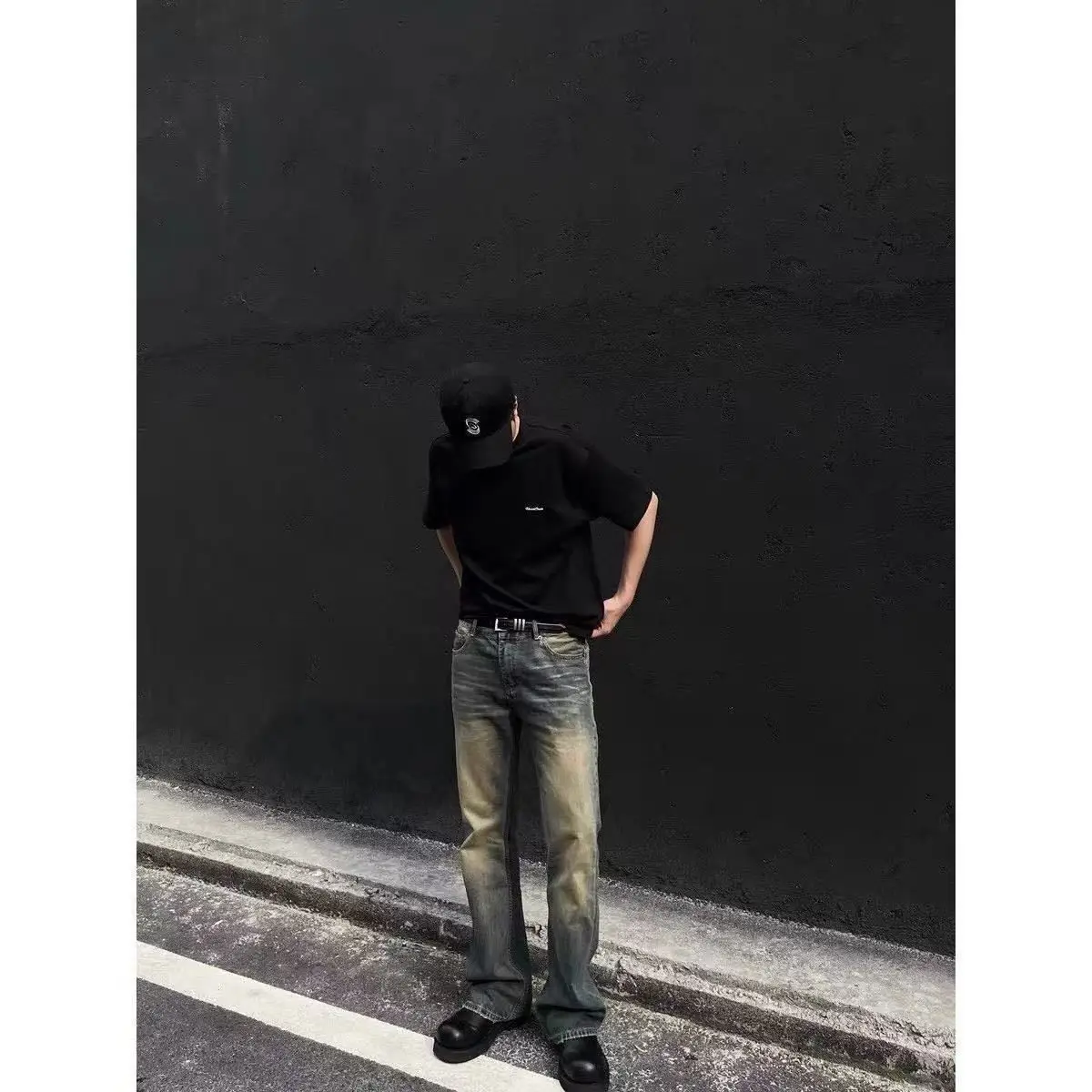 

American High Street Cleanfit Vintage Waed Men's Jeans Trendy Straight Leg Slimming Long Trousers Casual Straight Cut Jeans