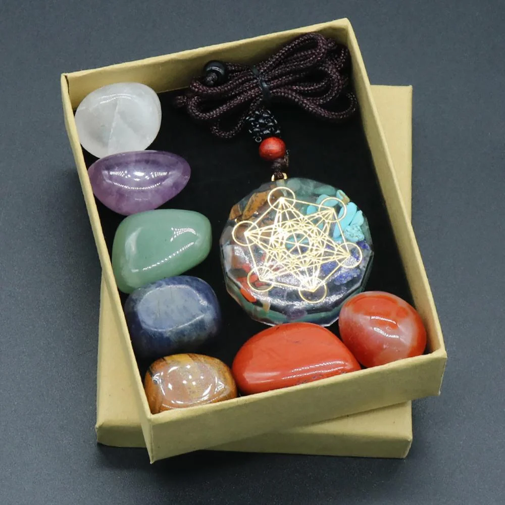 Orgone Pendant Kit 7 Chakra Healing Crystals Stones Metatron Cube Merkaba Orgonite Energy Generator Necklace Spiritual Enhance