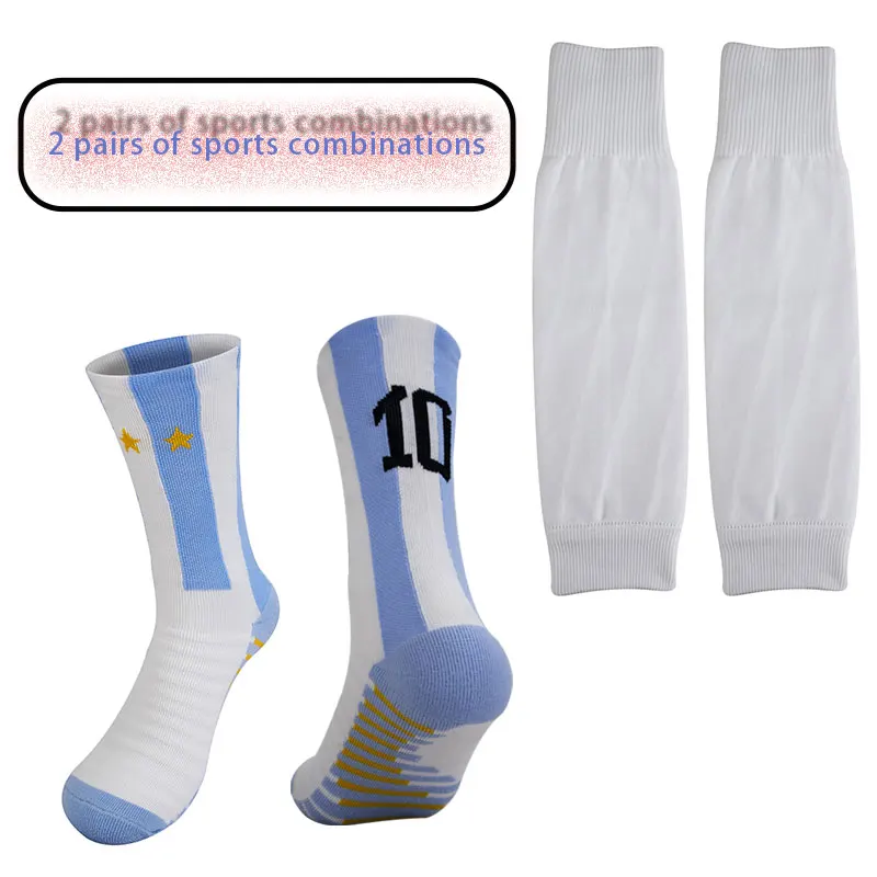 2 pairs of new combination football socks, size 7 football socks and size 10 match socks