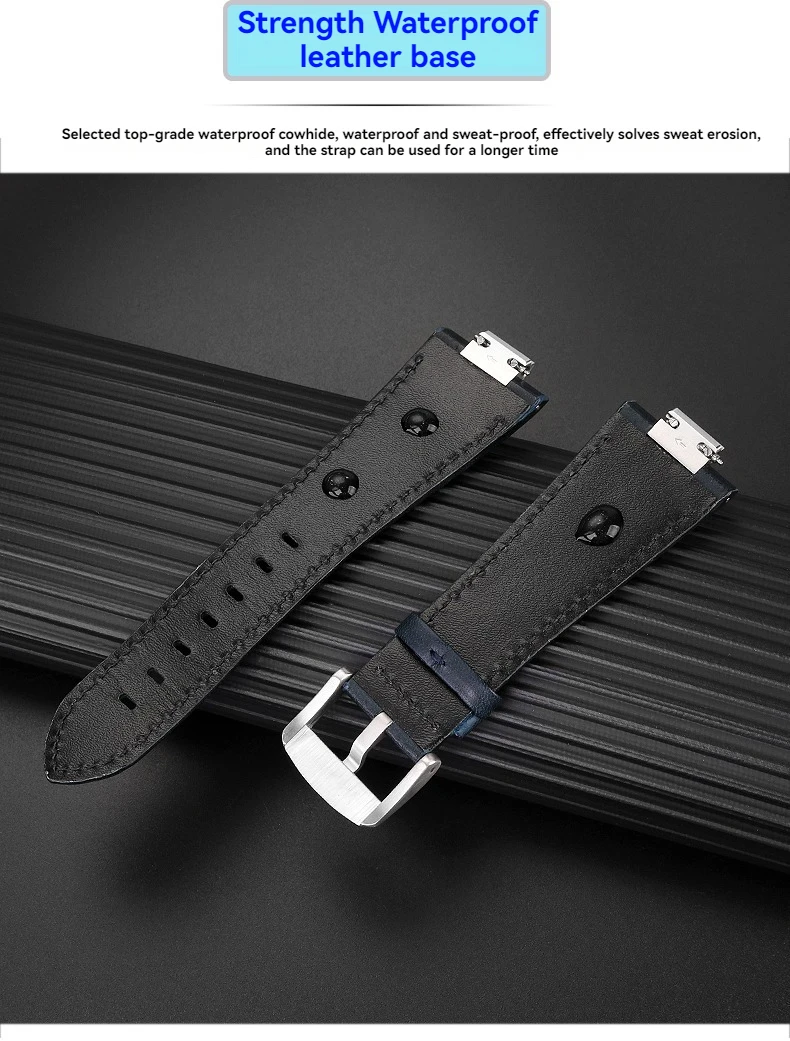 Bracelet en cuir véritable surélevé pour Tissot PRX Super Player T137.407/T137.410 - Bracelet à dégagement rapide de 12 mm avec boucle