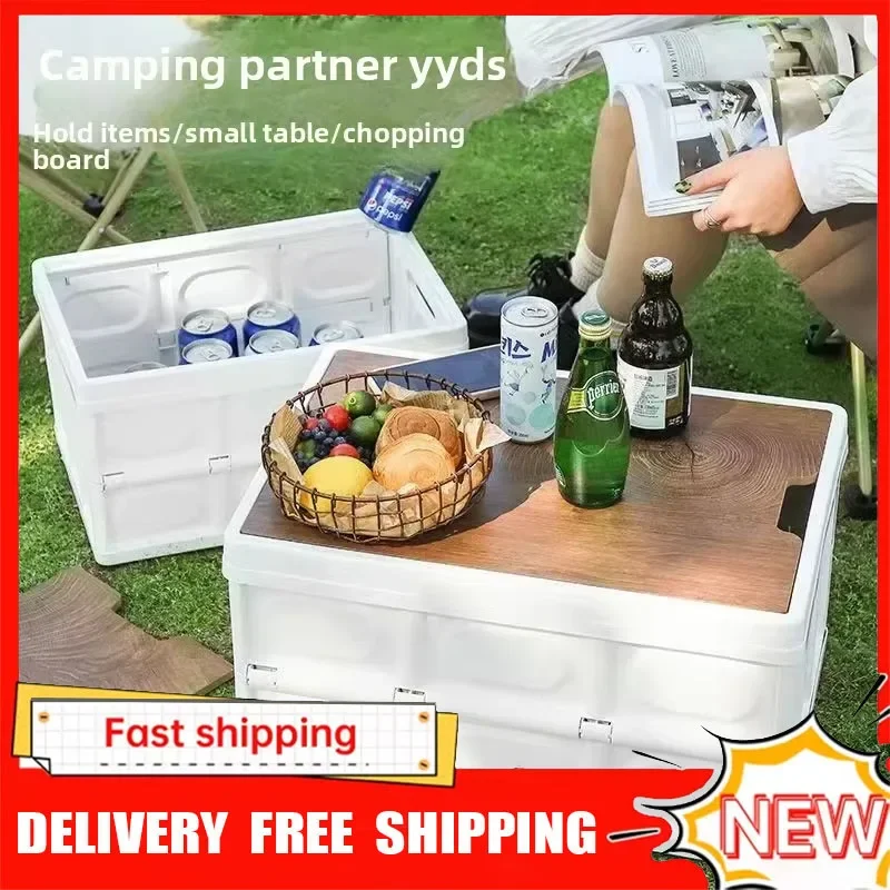 

Camping Storage Box, Trunk Organizer, Camping Picnic Camping Box, Car Folding Outdoor Bench and Chopping Board