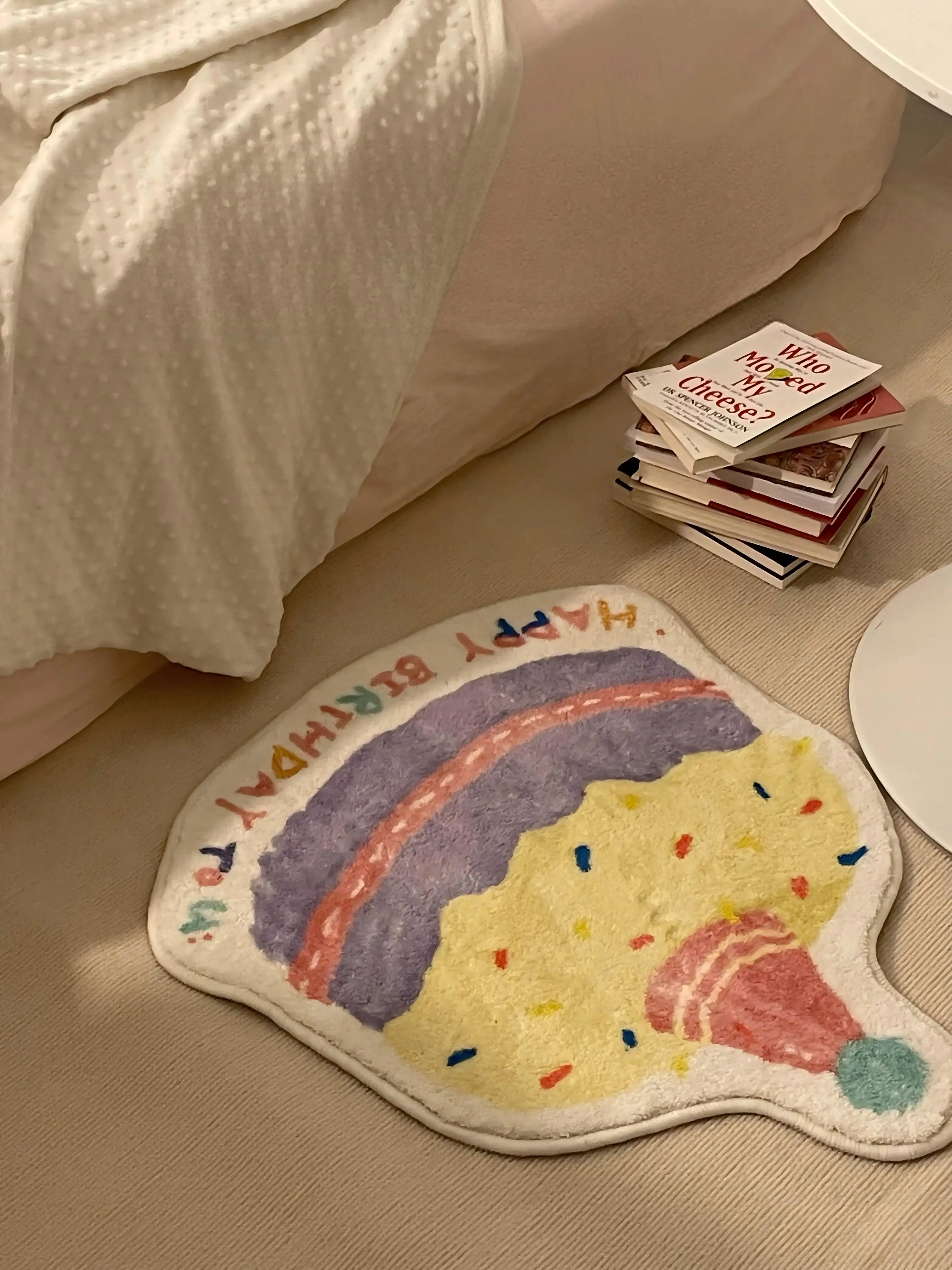 VIKAMA Birthday Gift Cartoon Ice Cream Carpet Anti slip Soft Easy to Clean Children's Birthday Party Decoration Home Decoration