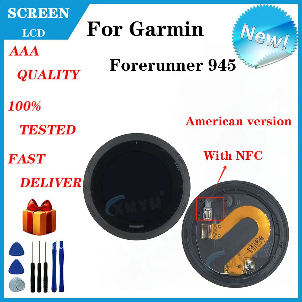 New For Garmin Forerunner 945 LCD Display, Smart Sports Watch Screen Assembly with Front Cover