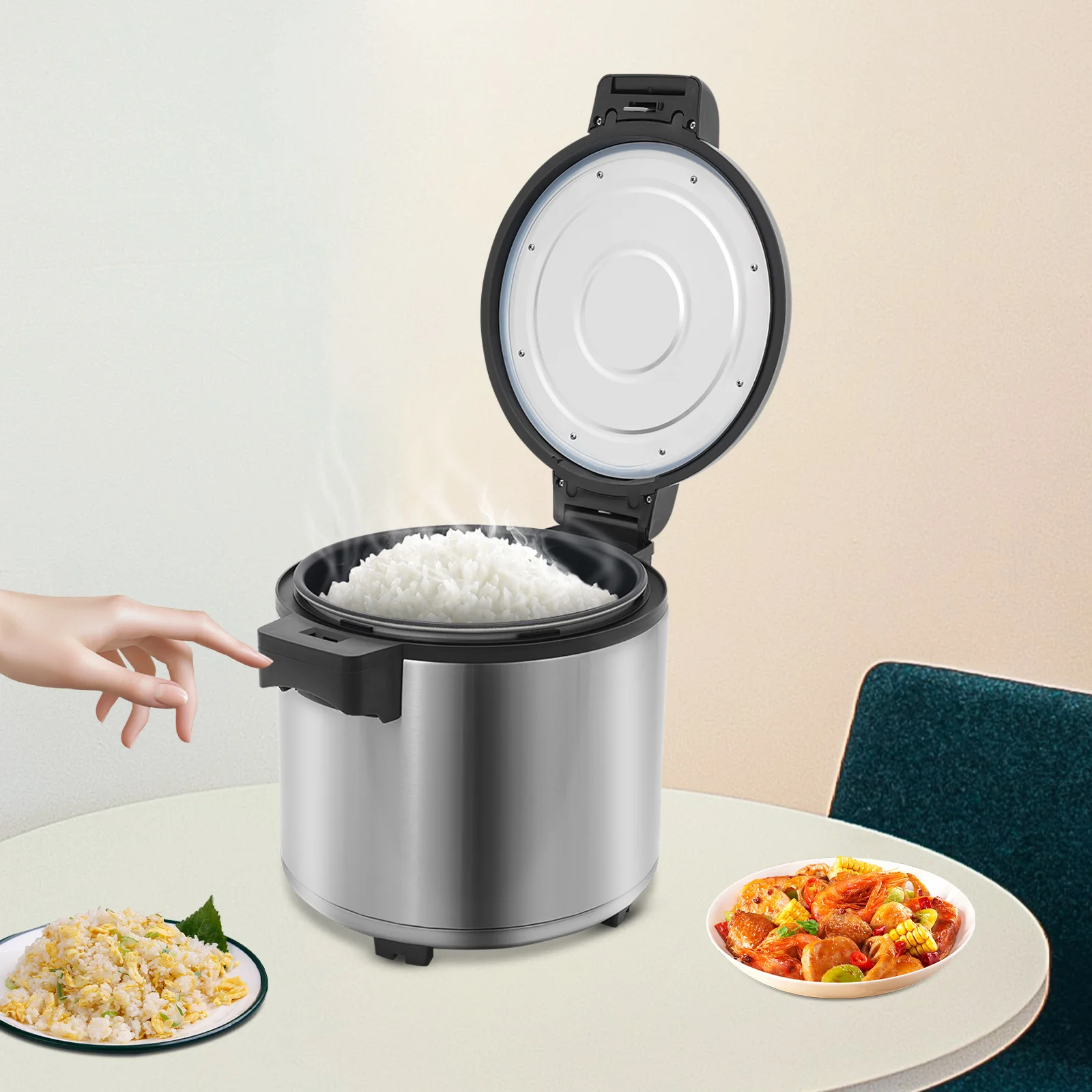 

Electric Rice Warmer 23L/6Gal, 110V Stainless Steel Food Warmer for Restaurants,3D Heating Keeps Rice Hot&Fresh for 40-50 People