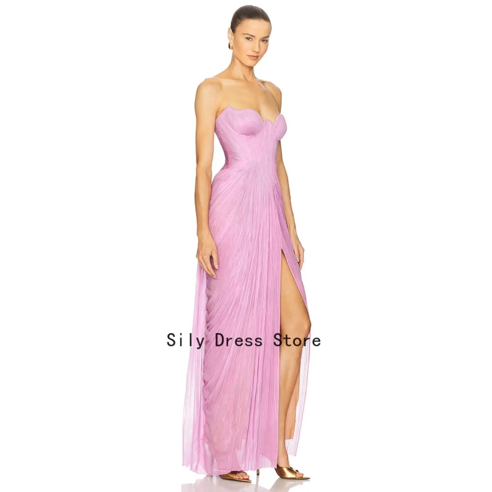 Customized Baby Pink Evening Dresses Sleeveless Pleated Ruched Party Dress Long Elegant Modern Formal Prom Gown for Women 2026 image 3