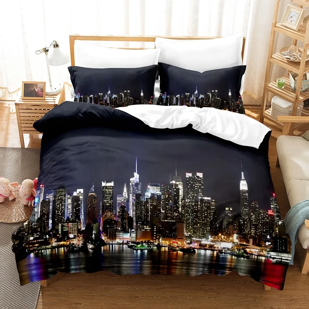 Printed Landscape Building Duvet Cover With Zipper, Bedroom Comforter Set, Luxury Pillowcases, Eiffel Tower, 240x220