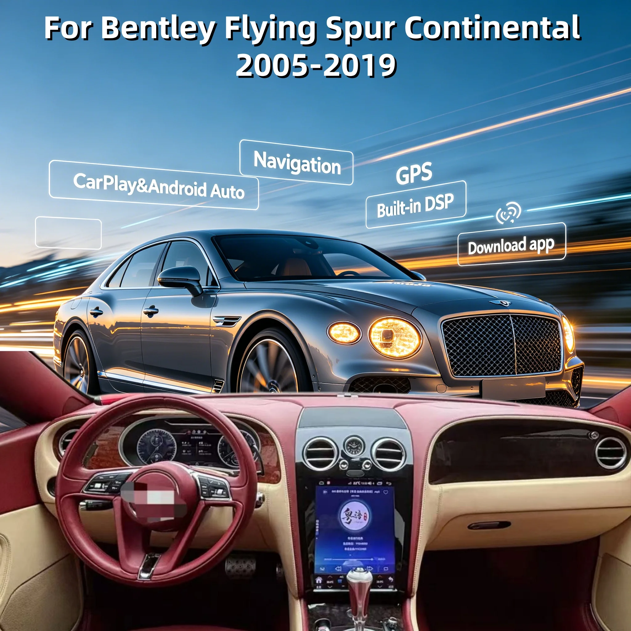 Head Unit Android15 Touch Screen For Bentley Flying Spur Continental 2005-2019 Car Radio Multimedia Player GPS Navigation Stereo
