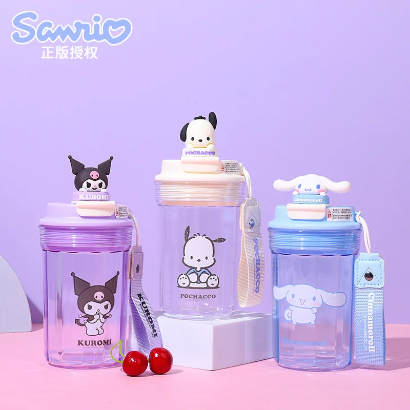 Sanrio Outdoor Plastic Cup Anime Cinnamoroll Kuromi My Melody Printing Coffee Cup Cartoon Cute Leisure Transparent Cup Girl Gift