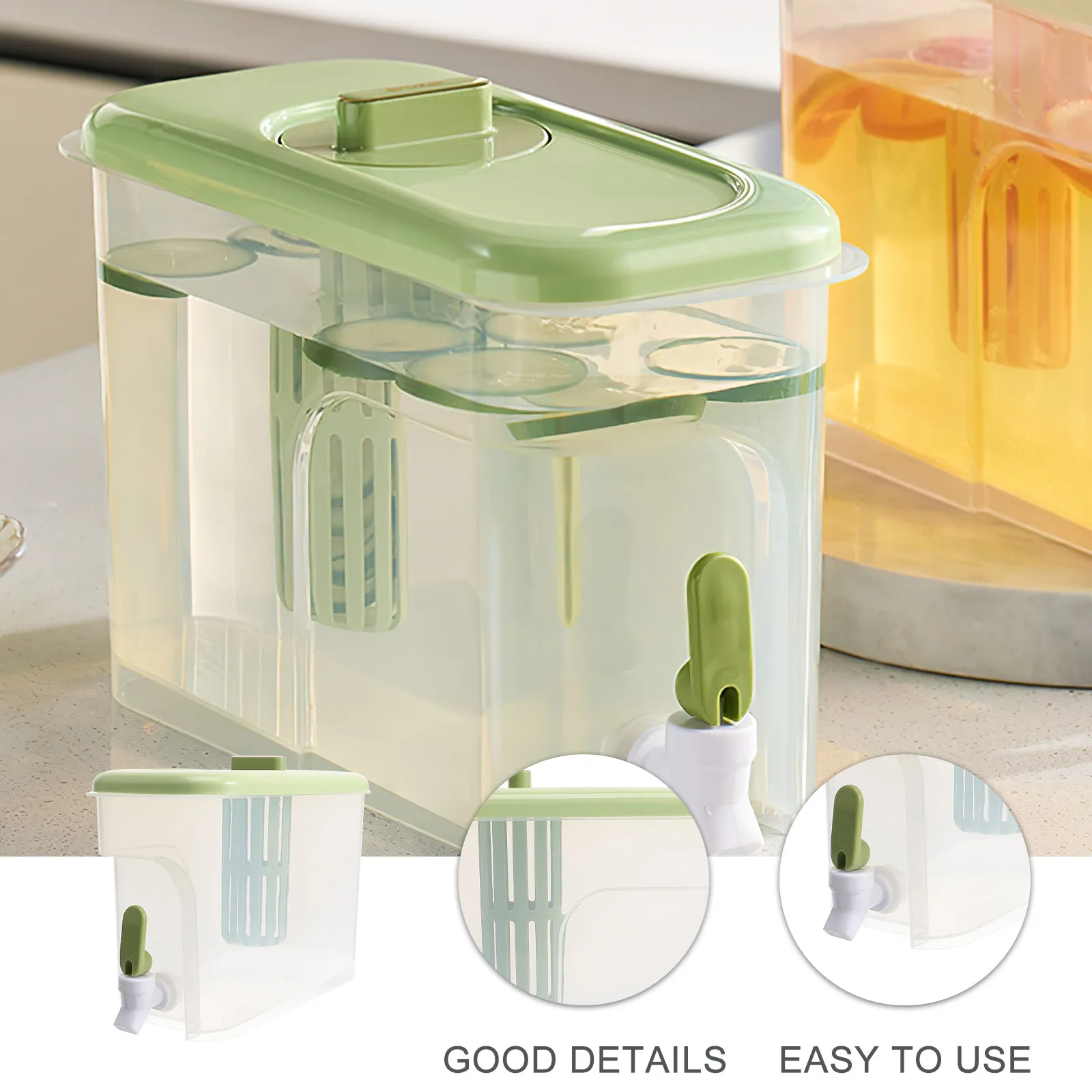 Large Capacity Beverage Dispenser with Spigot for Home Office Parties Lemon Water Iced Tea Juice Storage Fresh Keeping Sealed
