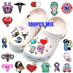 100 stücke Arzt Schuh Charms Zubehör für Krankens ch wester Schuh Dekorationen Pins für Frau Männer Clog Schnallen passen Garten Sandalen Geschenk