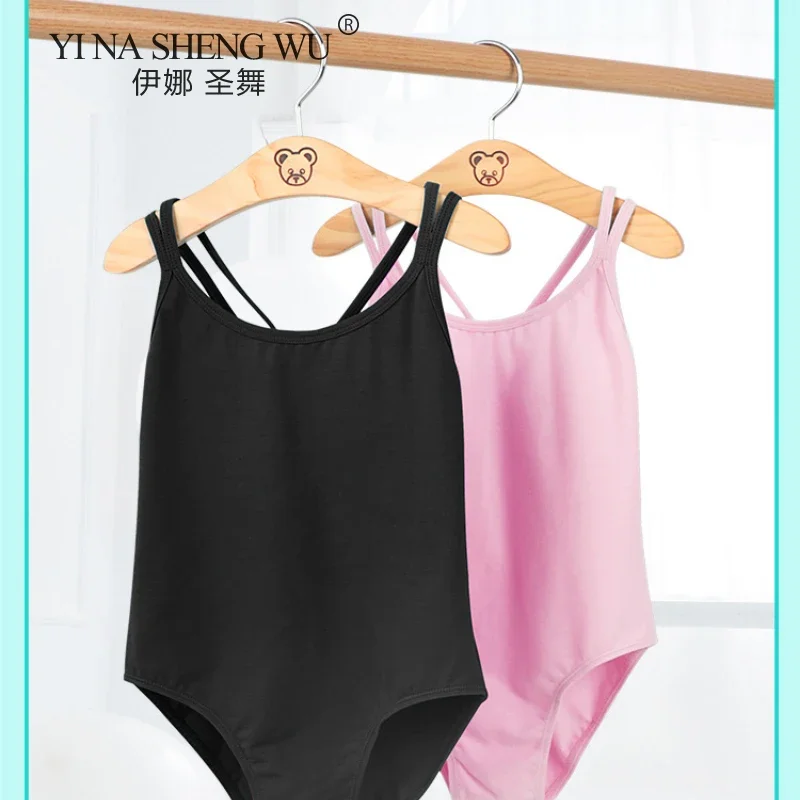 소녀 댄스 복장 클래식 더블 슬링 레오타드 어린이 크로스 백 체조 발레 댄스 연습 복장 스포츠 의상