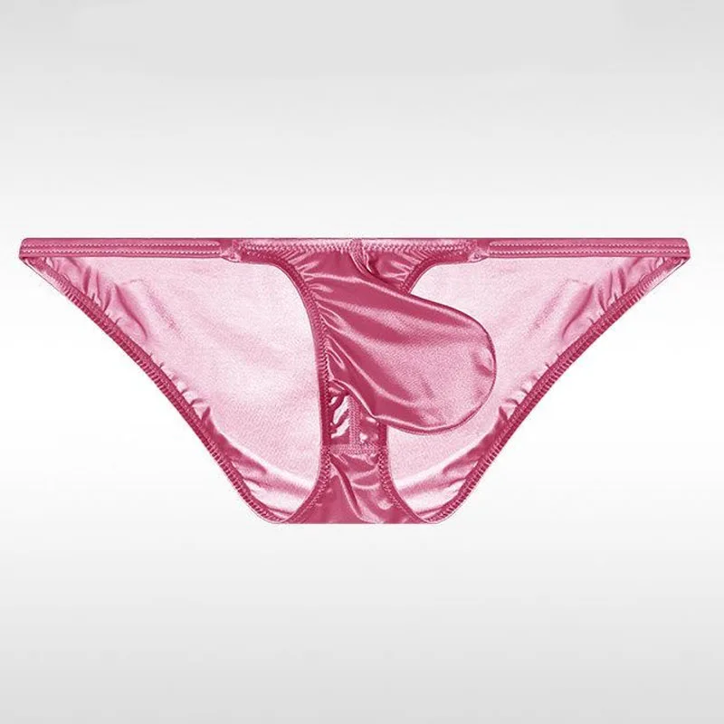 Men's Underwear Shinny Satin Silk Lingerie Panties Plus Size Briefs Low-rise Sexy Tight-fitting Half-wrapped Buttocks 3D U Pouch
