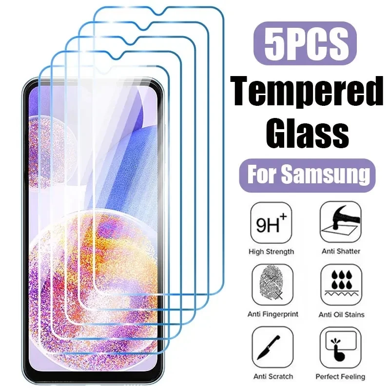 Vanuoxin 5PCS Tempered Glass for Samsung Galaxy A33 A73 A51 A71 A72 A34 A54 A74 Screen Protector for Samsung A34 A54 A74 A73 A71