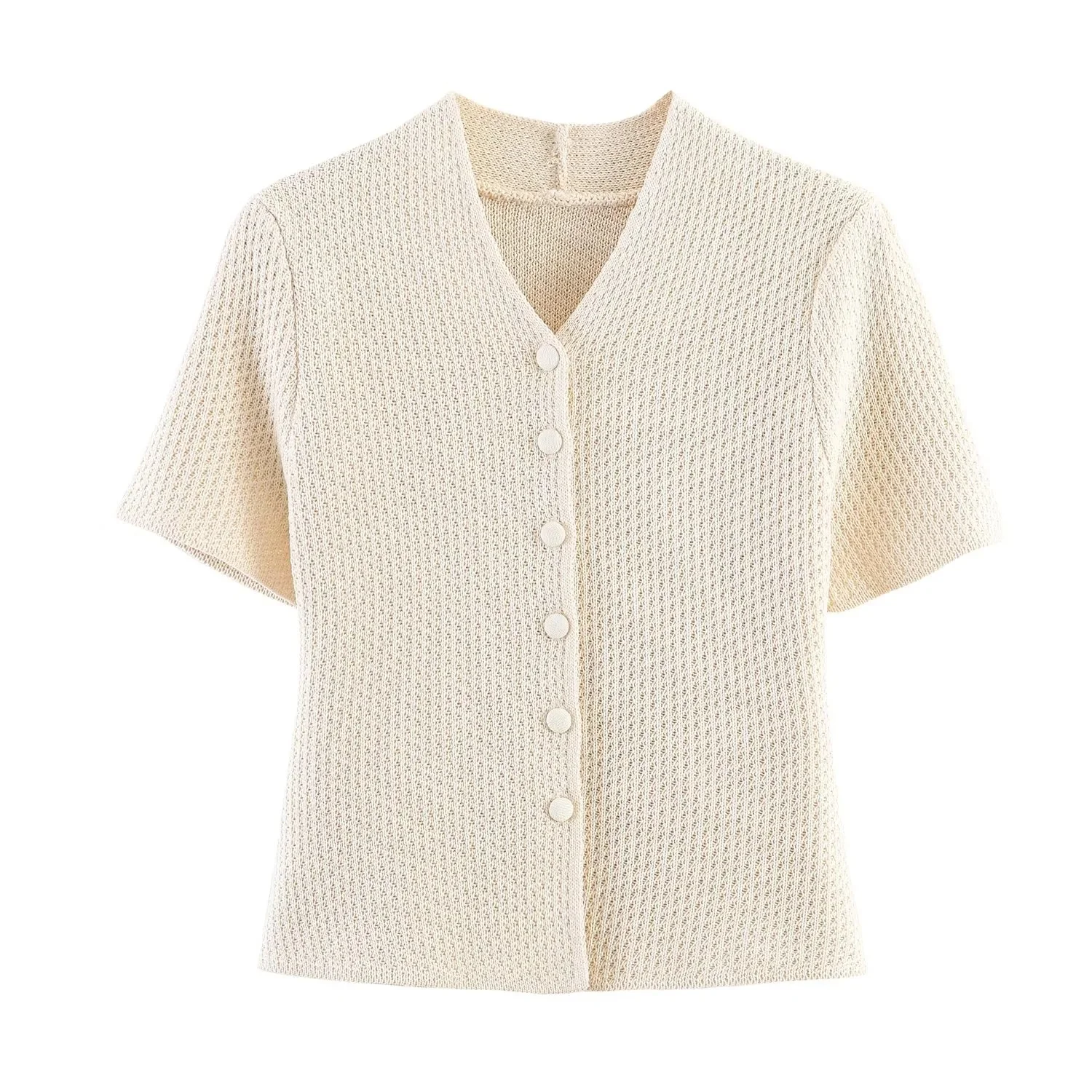 KONDALA Lässiges Damen-Strickrock-Set: V-Ausschnitt, Knöpfe, Kurzarm-Cardigan, Langer Rock – Modische Sommer-Urlaubs-Eleganz 2026 – Detail 4