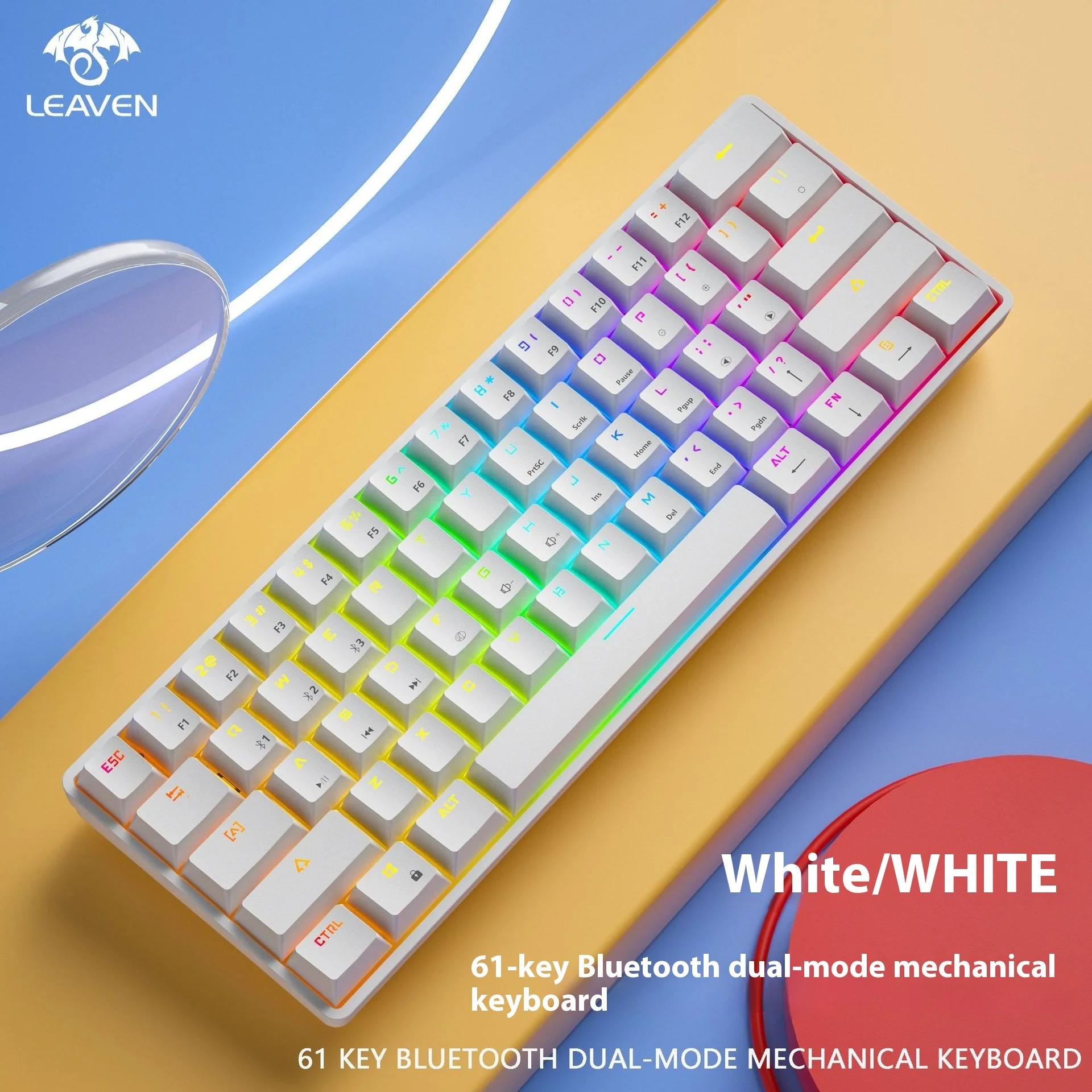 

K28 Bluetooth Wired Dual-mode Mechanical Keyboard Type-c Hot Swappable Rgb Luminous Ergonomic Gaming Mechanical Keyboard