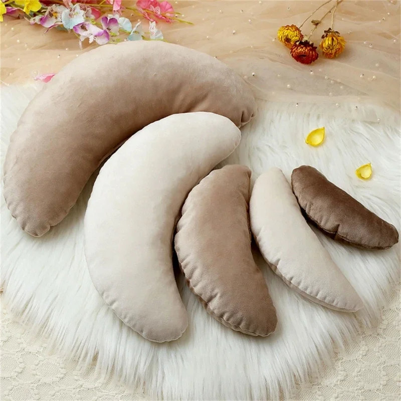 5pcs Newborn Photography Accessories Pillow Newborn Photography Props Girl Boy Moon Shape Pillow Baby Photoshoot Props Studio