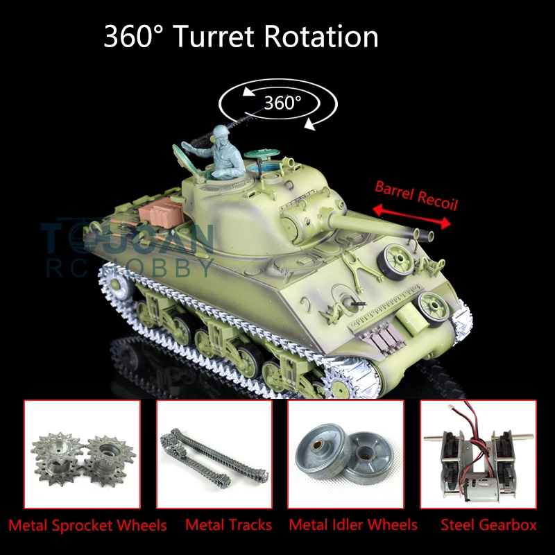 Henglong Toucanhobby Atualizado RC Tanque, DIY Torre, 3898 Barrel Recoil, M4 A3, 1/16, 7.0