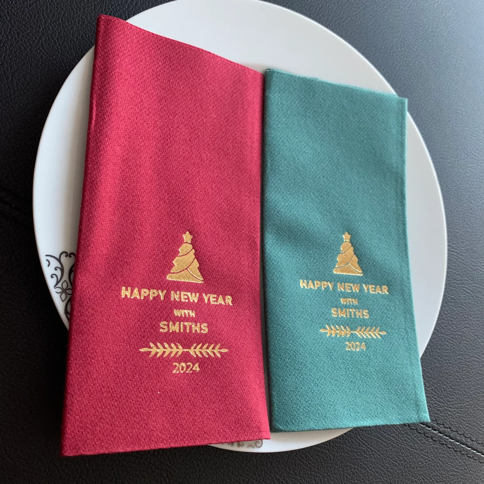 50pcs Green Pocket Christmas Napkins, Linen Feel Disposable Cloth Like Dinner Napkins, Custom Dinner Napkins, Soft, Absorbent,