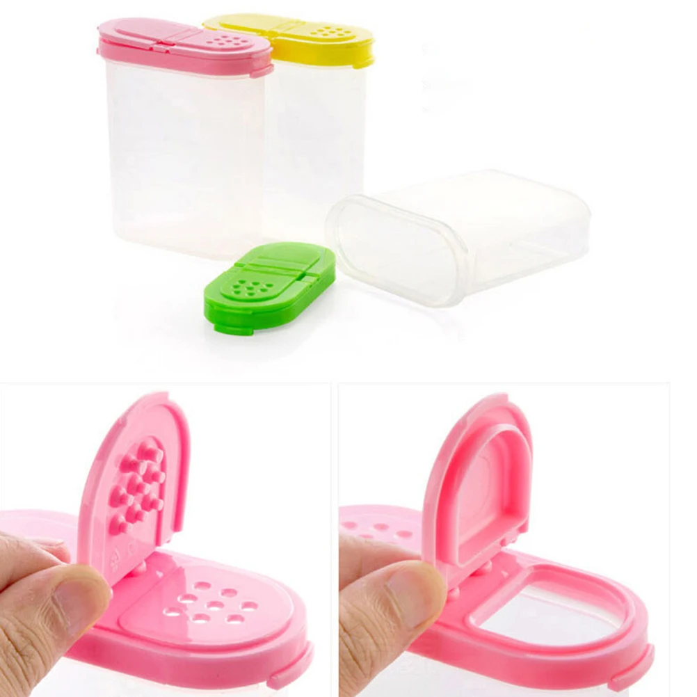

3pcs 250Ml Kitchen Transparent Seasoning Cans Cylindrical Spice Rack 2 Lids Condiment Bottles Easy Pour Storage Grains Sealing