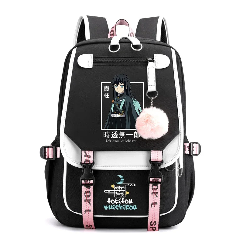 New Fashion Tokitou Muichirou Backpack Outdoor Street Cool Anime Backpack Tokitou Muichirou USB Backpack School Backpacks