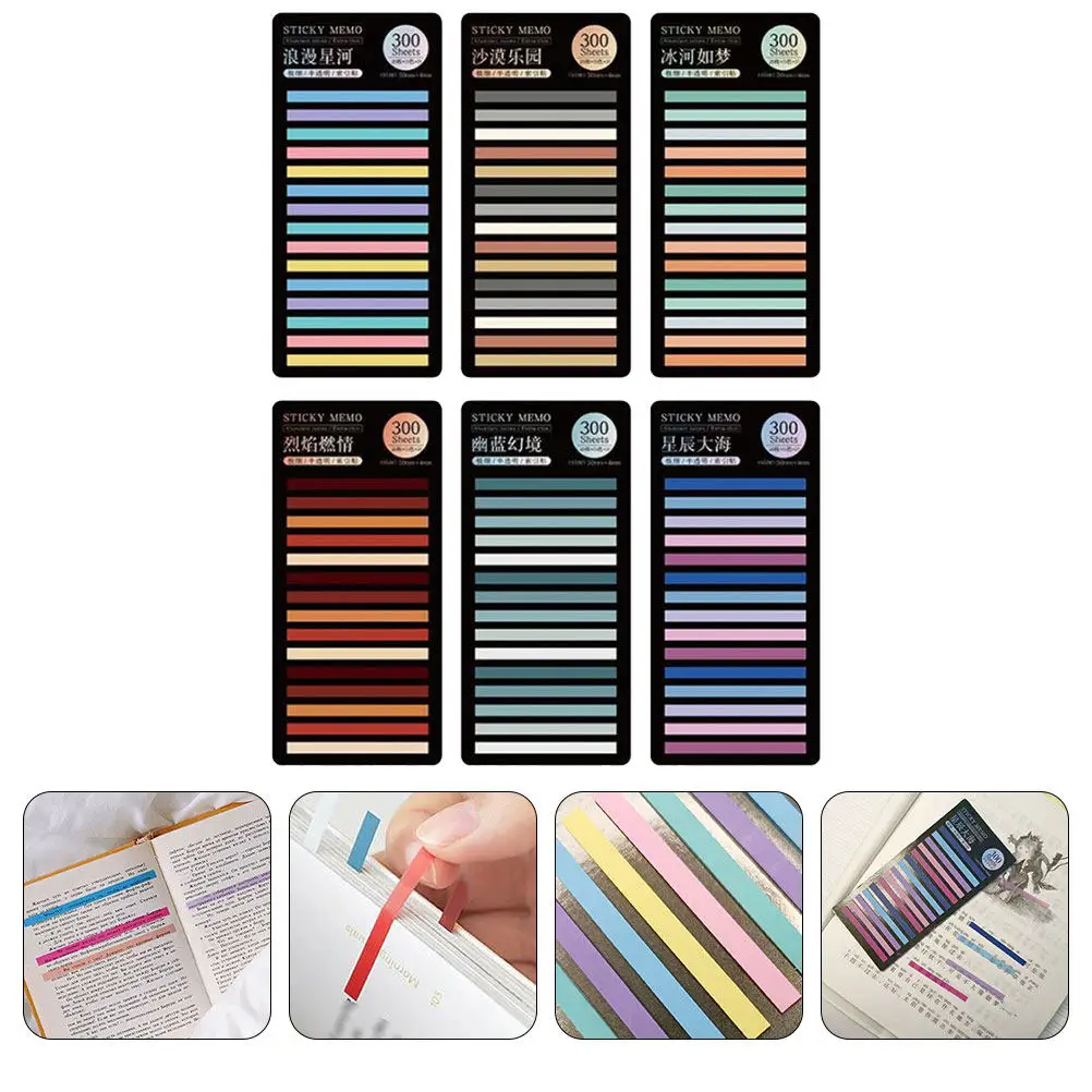 

6 наборов цветных самоклеящихся закладок-стикеров для страниц, съемные, многоразовые, для школы, офиса, чтения