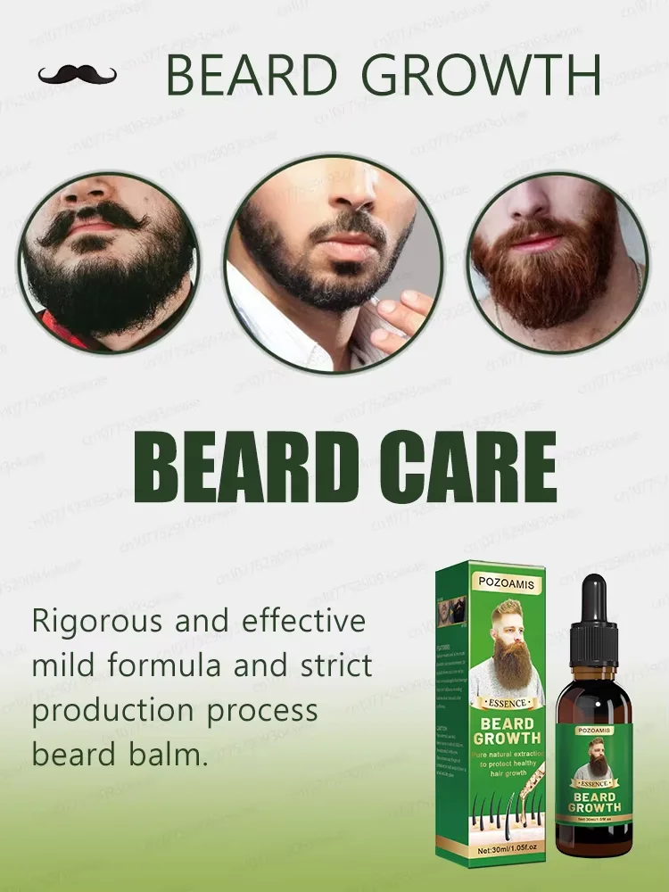 Siero per la crescita della barba - Olio per barba ad azione rapida per la crescita e lo spessore - Formula naturale per barba e baffi più spessi, più lunghi e più morbidi