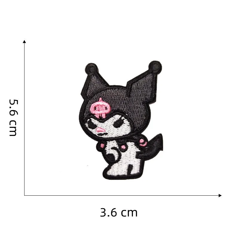 7 pezzi Anime Sanrio Kuromi applique autoadesiva per cucire vestiti per bambini termoadesivi su toppe ricamate fai da te Kwaii Coat Decor Badge