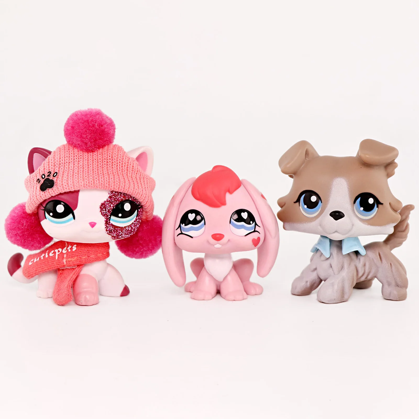 

3pcs Minilpsshop Pet Shop Bobble Head Toys Shorthair Cat 2291 Collie 67 Rabbit 557 Rare Figure Kids Children's for Boy and Girls