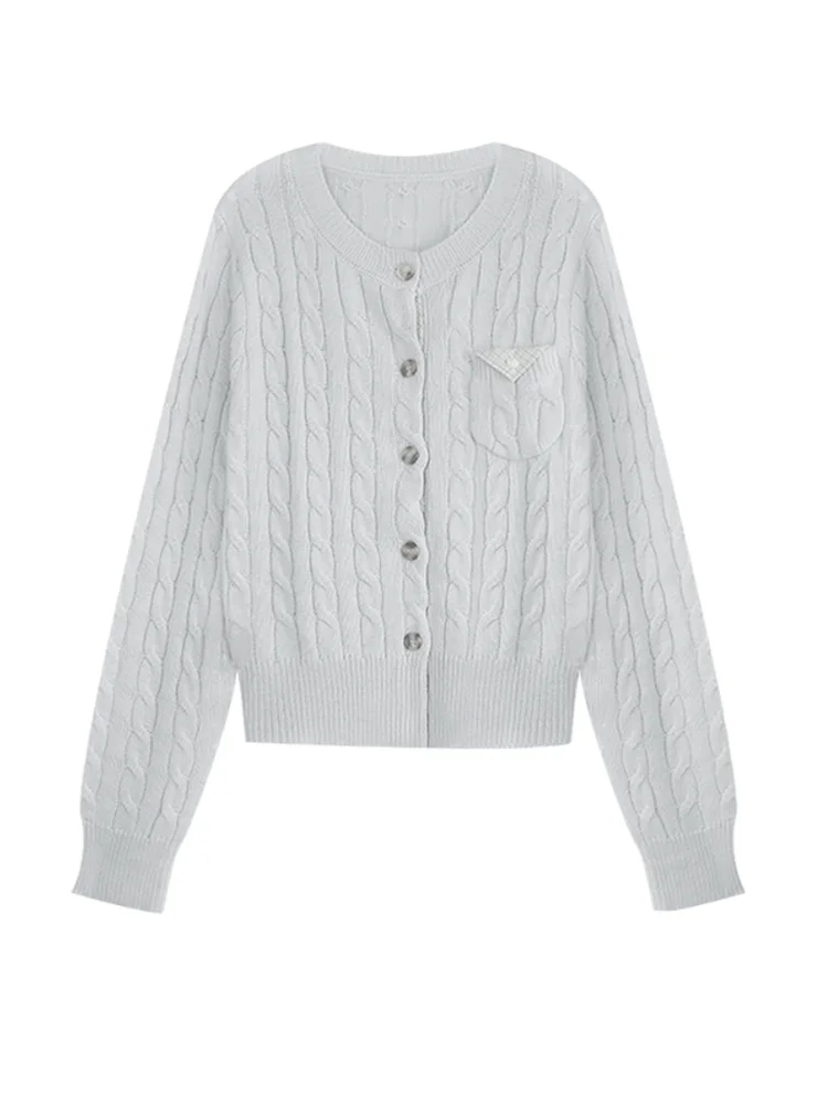 

Soft Woolen Long Sve Women's Cardigan Sweater Twist Yarn Gentle Sle Faionable Knitted Top for Autumn Season